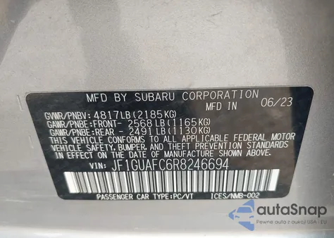 2024 Subaru Impreza Sport 5-Door from USA, damaged, VIN JF1GUAFC6R8246694